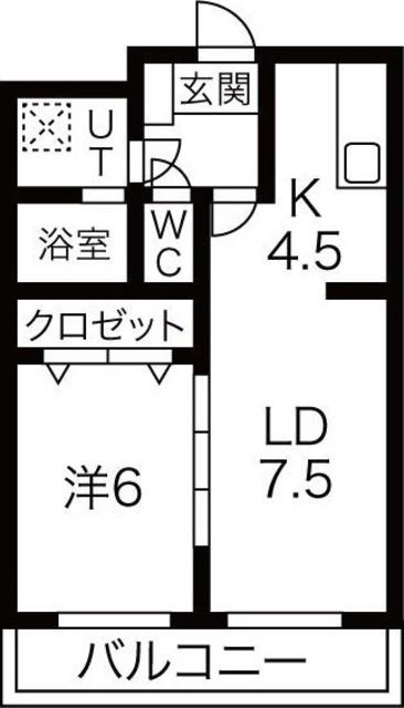 ヴィガラスM(1LDK/1階)の間取り写真