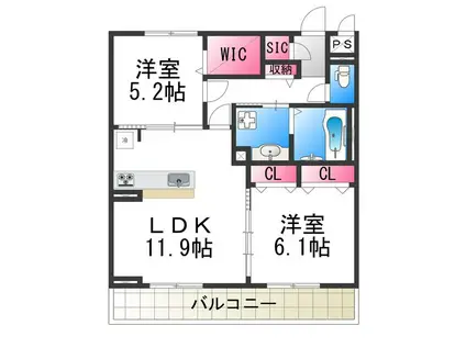 FYJ・エフワイジェイ(2LDK/2階)の間取り写真