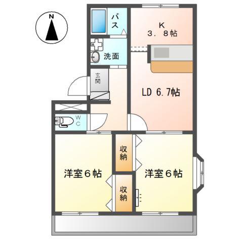 ピュア・エクセレンス(2LDK/2階)の間取り写真
