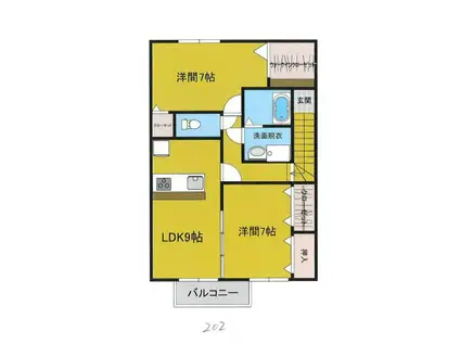 アーバンスイートA棟物件(2LDK/2階)の間取り写真