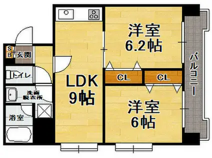 フォーラム博多駅南(2LDK/2階)の間取り写真