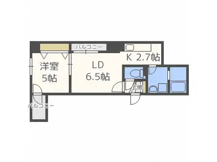 ラクラス札幌北7条(1LDK/4階)の間取り写真
