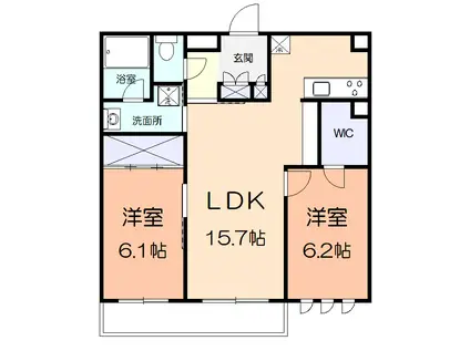 エクラージュ(2LDK/1階)の間取り写真