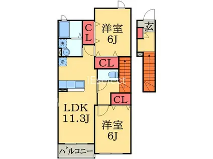 クレメント輝(2LDK/2階)の間取り写真