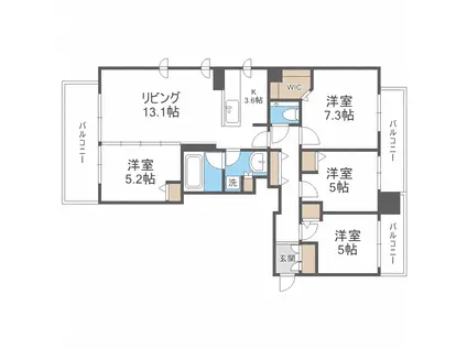 プレミスト札幌ステーションアクシス アクアサイド(4LDK/13階)の間取り写真