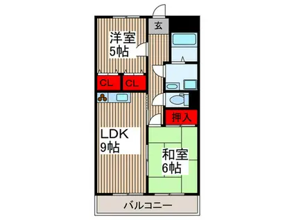ロータスⅡ(2LDK/3階)の間取り写真