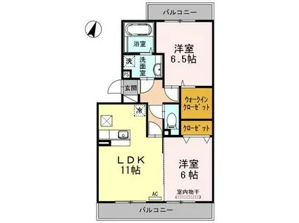 レイクサイド B(2LDK/1階)の間取り写真