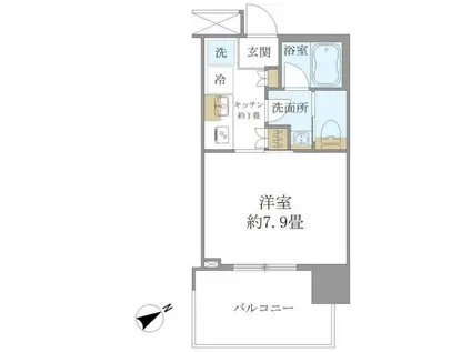 BRILLIA TOWER 浜離宮(ワンルーム/7階)の間取り写真