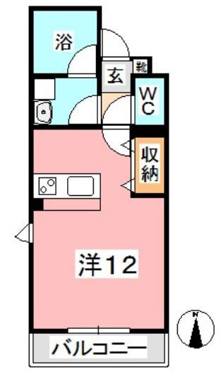 コンフォルト中祥(ワンルーム/1階)の間取り写真