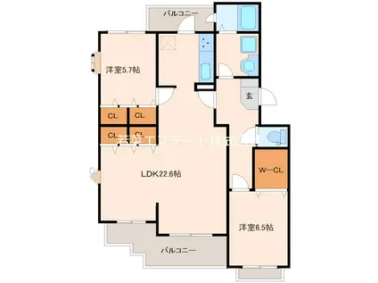 レジデンシャルウエストサイド(2LDK/2階)の間取り写真