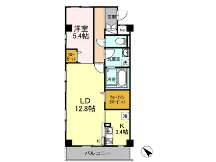 LA・NATURE(1LDK/2階)の間取り写真