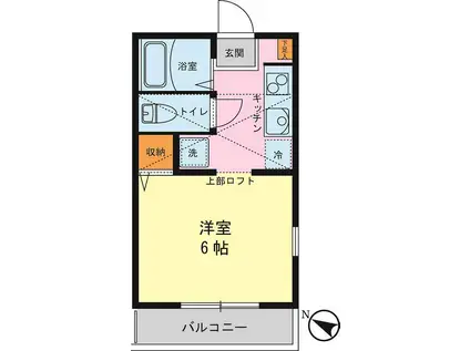 ハウス鶴見市場III(1K/2階)の間取り写真