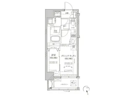 ディアレイシャス平和島(1DK/7階)の間取り写真