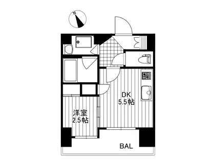 エクセルシオール渋谷(1DK/6階)の間取り写真