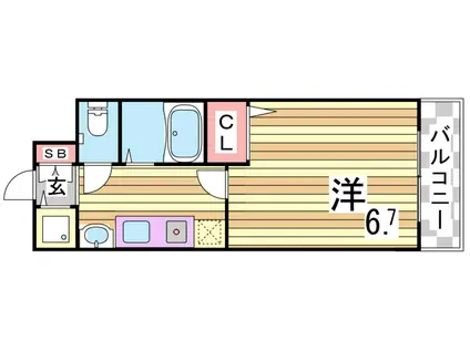 スワンズ神戸三宮イースト(1K/7階)の間取り写真