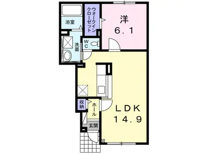 ジェルメII(1LDK/1階)の間取り写真