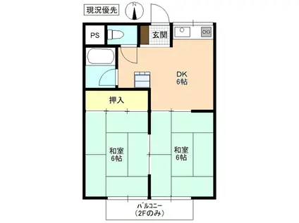 コーポマルタ(2DK/2階)の間取り写真