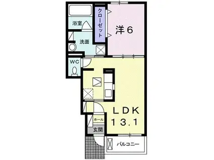 サン・プリムローズⅡ(1LDK/1階)の間取り写真