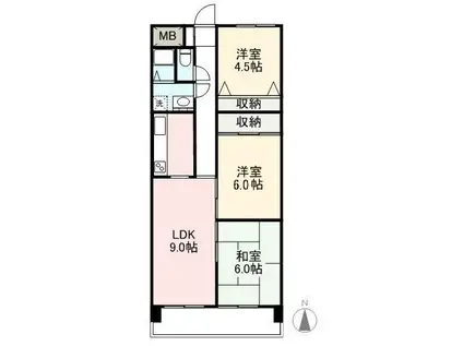 ガーデンセプト桜町(3LDK/6階)の間取り写真