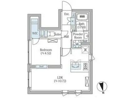 COMPOSITE新宿三丁目(1LDK/3階)の間取り写真