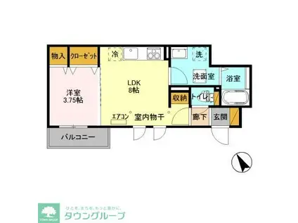 ＪＲ総武線 船橋駅 徒歩16分 2階建 築9年(1LDK/1階)の間取り写真