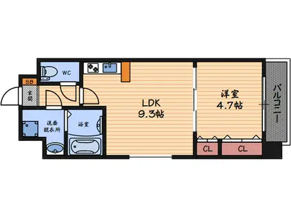 アーバネックス福島(1LDK/11階)の間取り写真