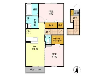 セジュール輝(2DK/2階)の間取り写真