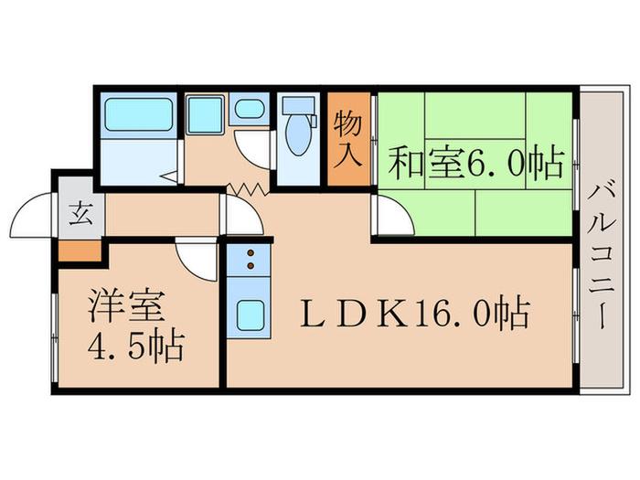伏水ハイツ(2LDK/6階)の間取り写真