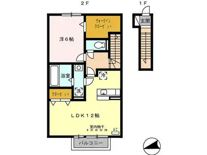 リジェール(1LDK/2階)の間取り写真