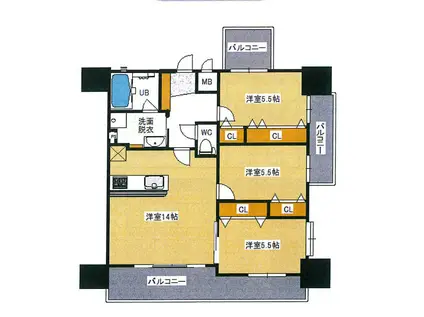 ガーデンコートSUNATSU(3LDK/10階)の間取り写真