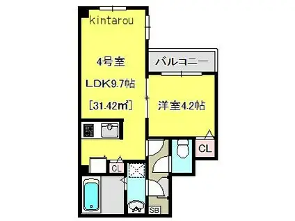 RELACHE南町(1LDK/3階)の間取り写真