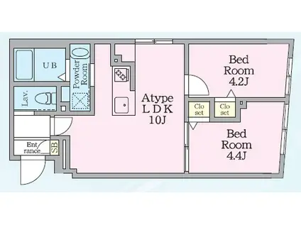 エルファーロ神楽坂III(2LDK/4階)の間取り写真