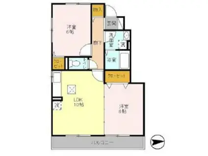 フローラ(2LDK/1階)の間取り写真