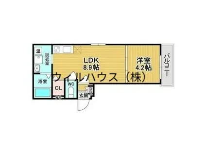 マリブガーデン堺駅前(1LDK/4階)の間取り写真