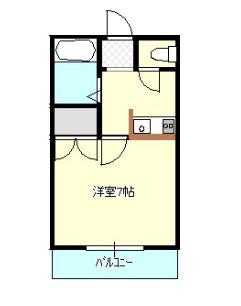 マンションモリヤ笹沖(1K/2階)の間取り写真