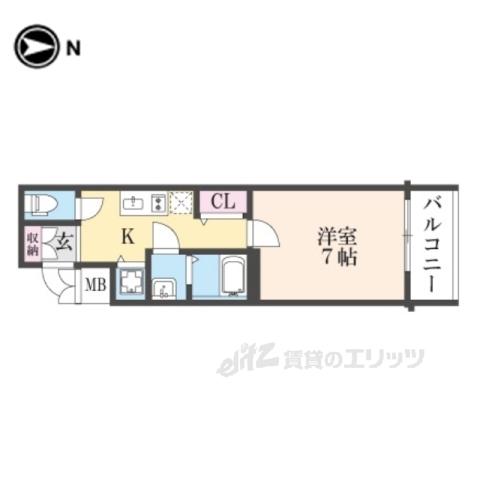 アドバンス京都烏丸町(1K/4階)の間取り写真