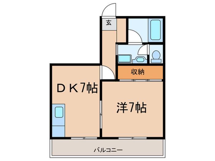 こがねビル(1DK/5階)の間取り写真