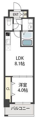 グランパシフィック今里INNOVATION(1LDK/5階)の間取り写真