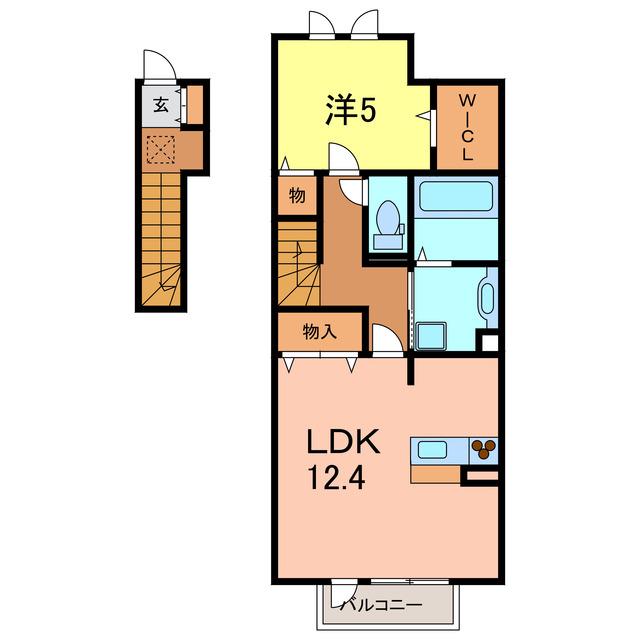 ソフィア大友(1LDK/2階)の間取り写真
