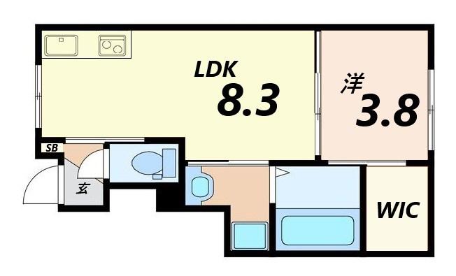 KUKUNA西蒲田(1LDK/1階)の間取り写真