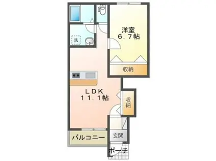 ジャカランダ ハイツ(1LDK/1階)の間取り写真