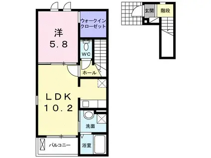 グランドF・LOGIE(1LDK/2階)の間取り写真