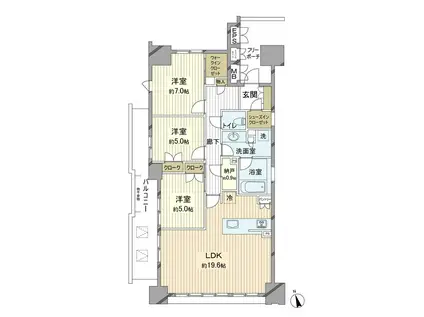 パークホームズ広島中町(3LDK/17階)の間取り写真
