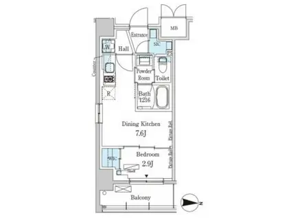 パークアクシス本所吾妻橋サウスレジデンス(1DK/3階)の間取り写真