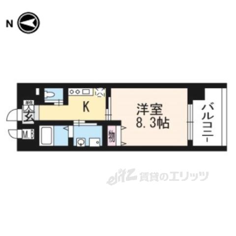 エイペックス京都東山三条(1K/7階)の間取り写真