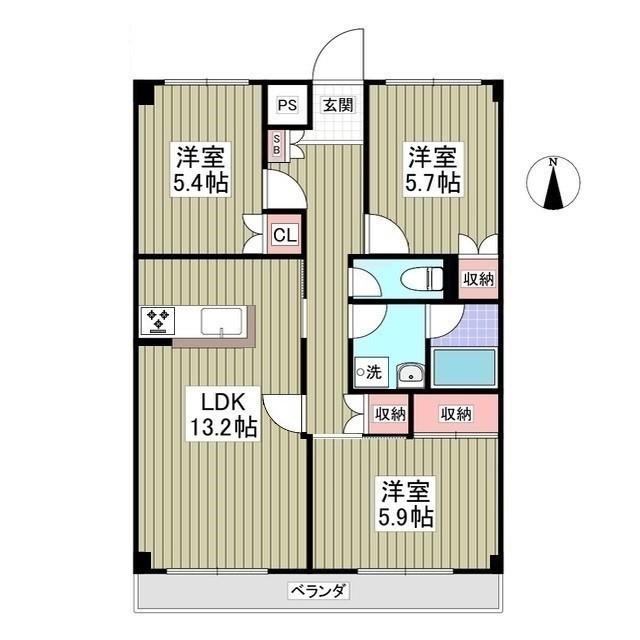 カーサガレリアI(3LDK/5階)の間取り写真