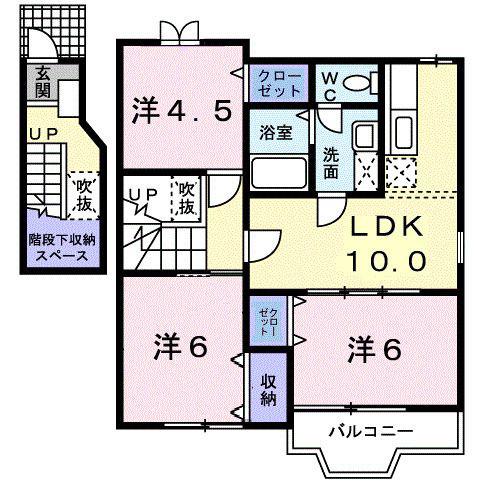 ベル・アルカンシェルA(3LDK/2階)の間取り写真