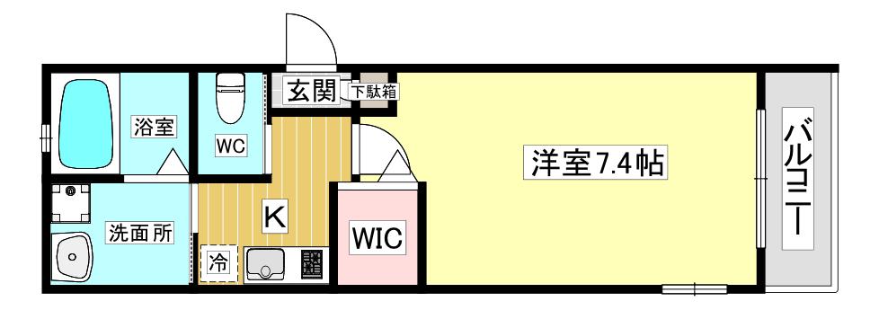 ワコーレヴィータ甲東園(1K/1階)の間取り写真