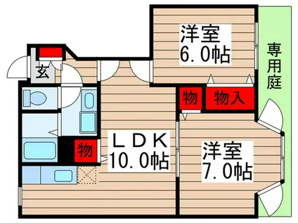 ポワール・メゾンI番館(2LDK/1階)の間取り写真