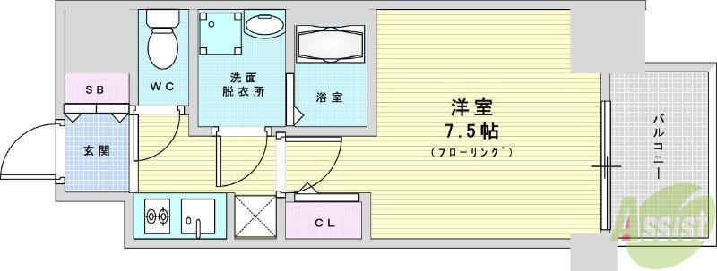 コンフォリア・リヴ新大阪ウエスト(1K/6階)の間取り写真